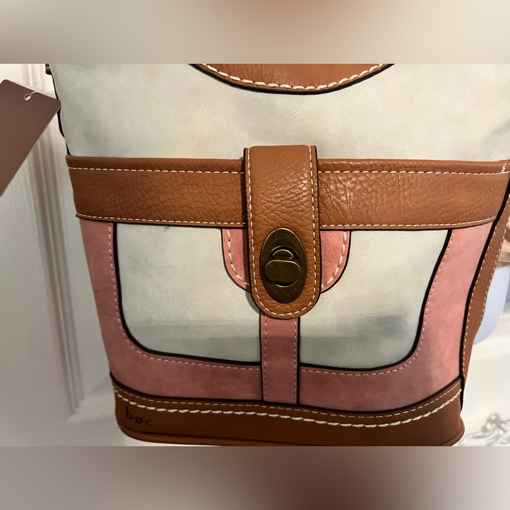 B.O.C. Pink and Tan Shoulder Bag
